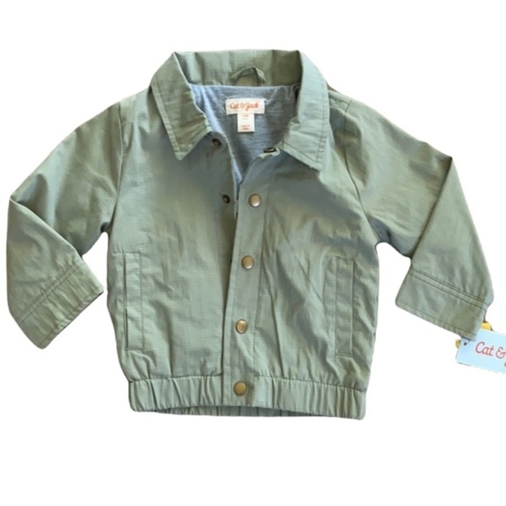 Cat & Jack Olive Button Down Collared Jacket Size 12M NWT